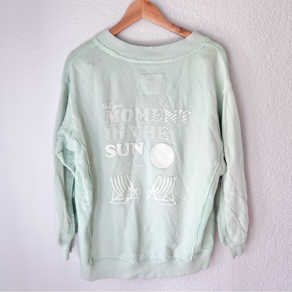 Aerie Mint Everyday Vacay Moment in the Sun Oversized Sweatshirt Sz XS